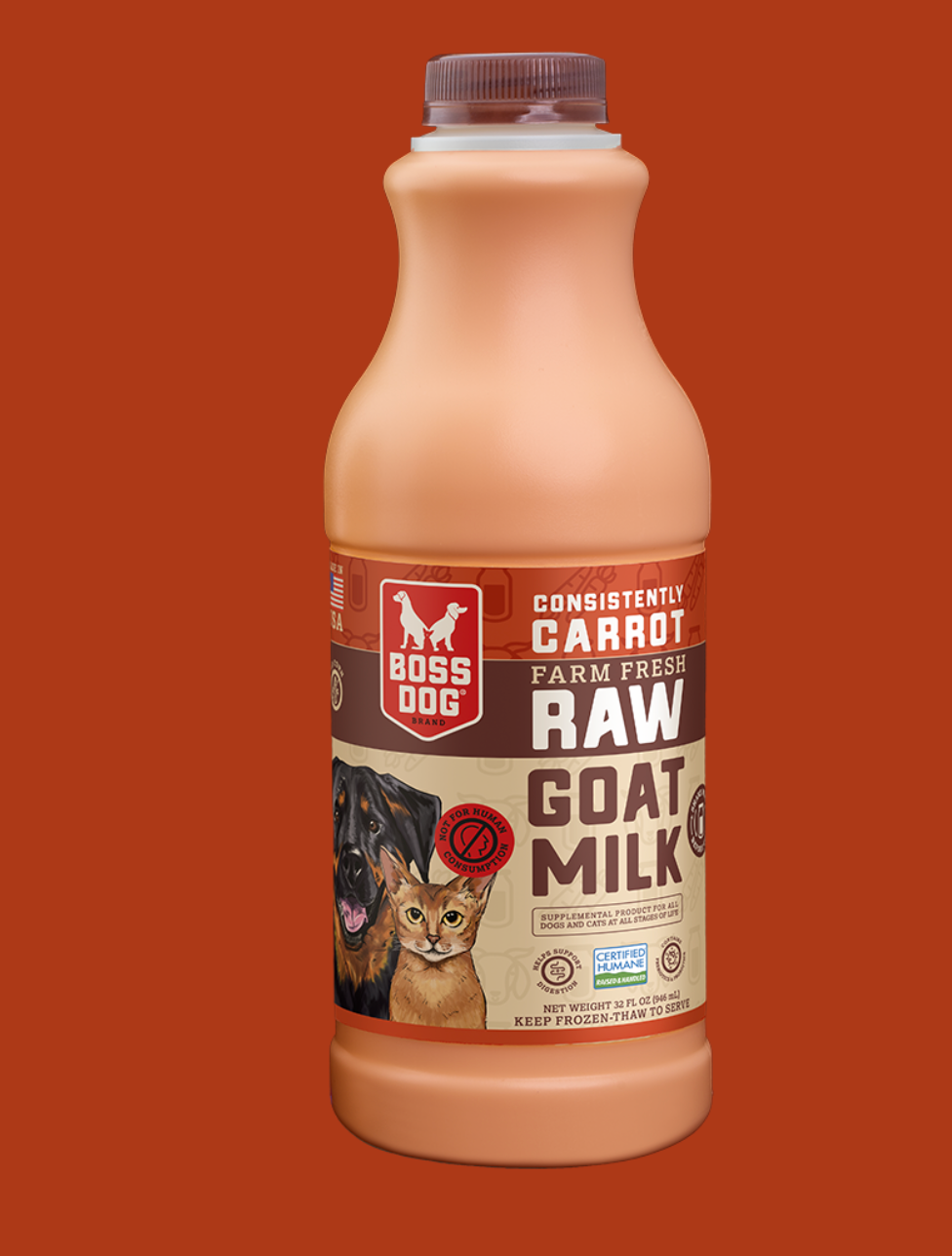 Boss Dog Frozen Farm Fresh Raw Consistently Carrot Goat Milk for Dogs Cats Uptown Pup Healthy Pet Food